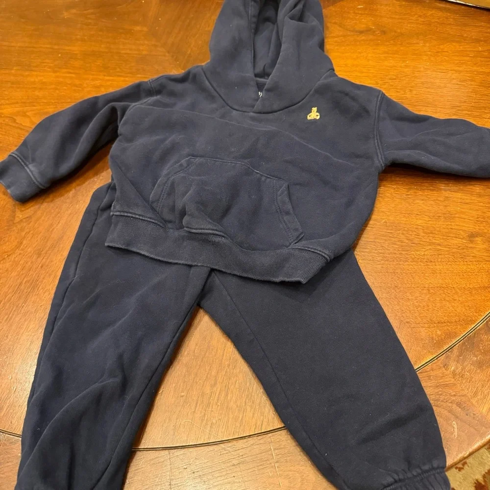 GAP Navy Sweatshirt Hoodie and Joggers Set with Bear Logo Cozy Casual Staple